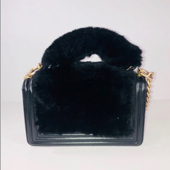 CHANEL | Bags | Chanel Black Fur Chain Handbag Limited Edition | Poshmark